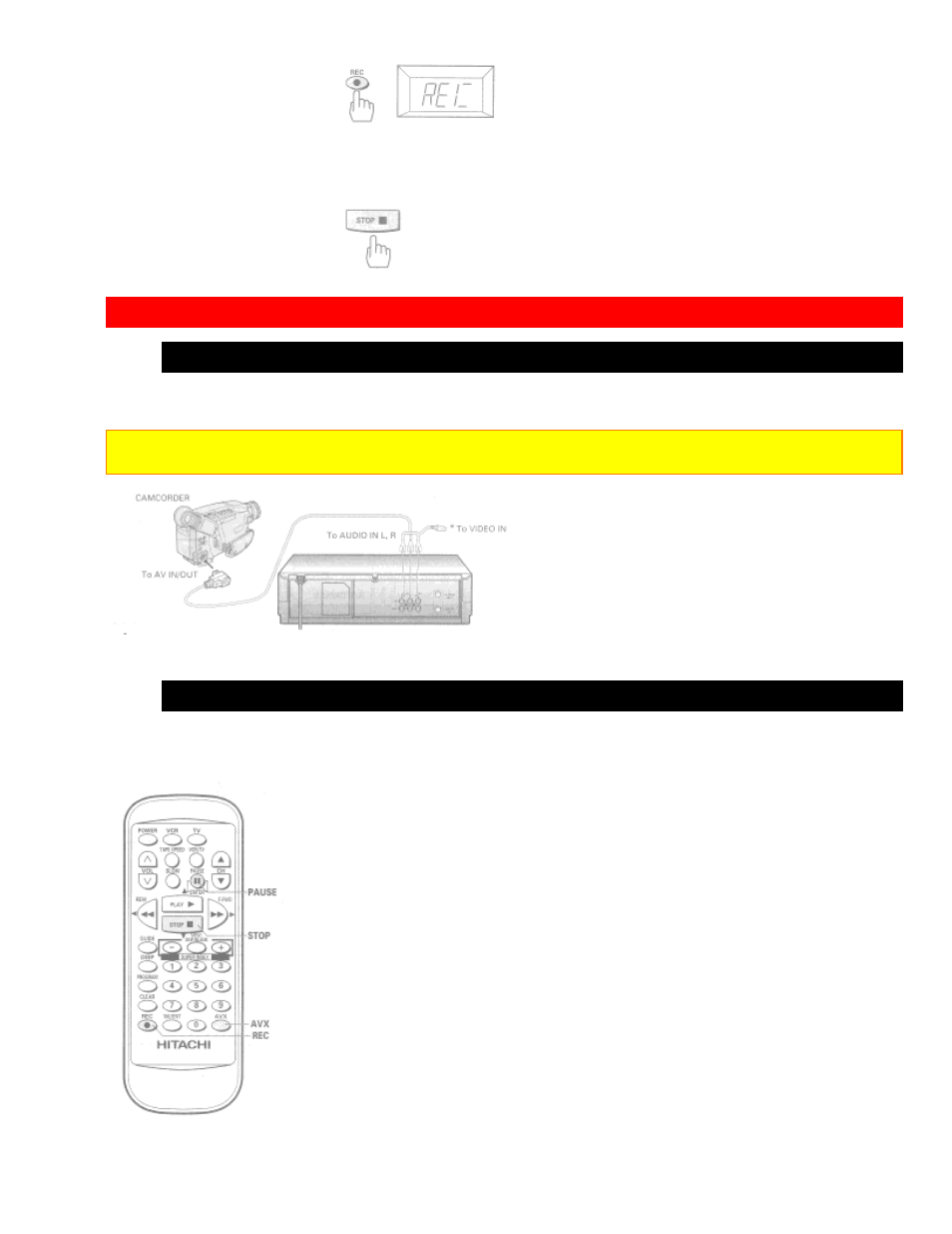 Copying tapes from a camcorder, Hook-up to copy from a camcorder | Hitachi VT-FX6404A User Manual | Page 69 / 74
