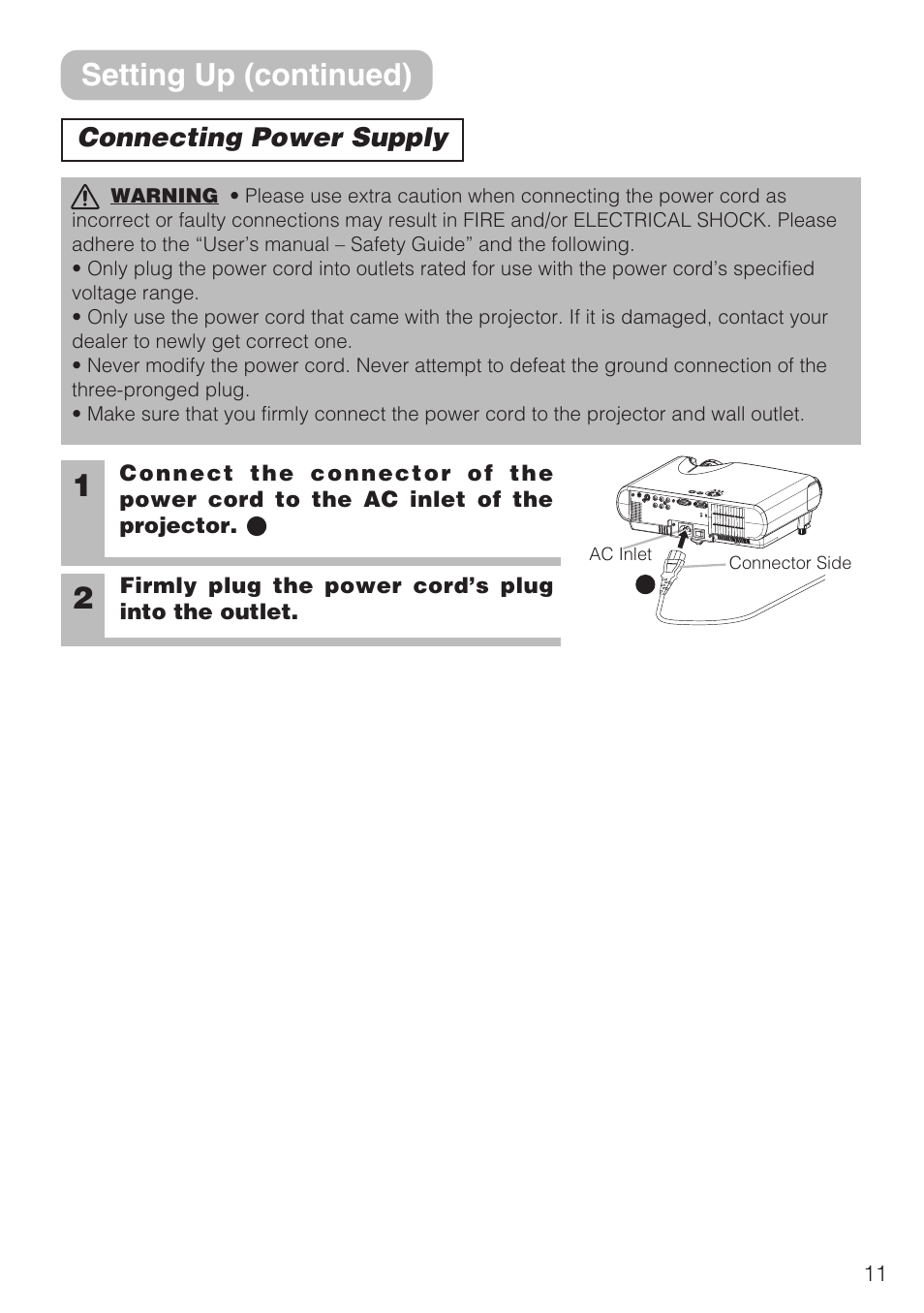 Setting up (continued) | Hitachi CP-S210F User Manual | Page 11 / 55