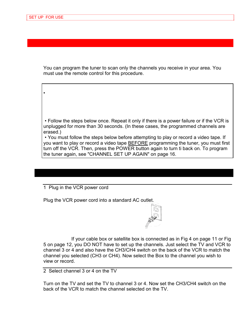 Set up for use, Channel set up (automatic) | Hitachi VT-MX4410A User Manual | Page 27 / 72