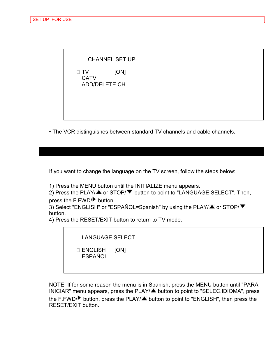 Selecting the language | Hitachi VT-MX4410A User Manual | Page 36 / 72