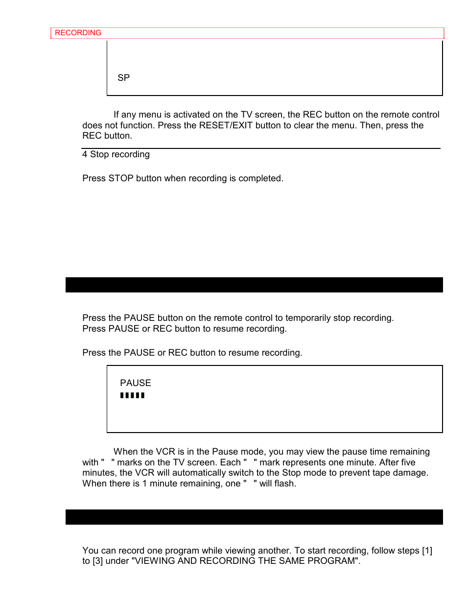Skipping unwanted scenes during recording, Recording one program and viewing another | Hitachi VT-MX4410A User Manual | Page 49 / 72