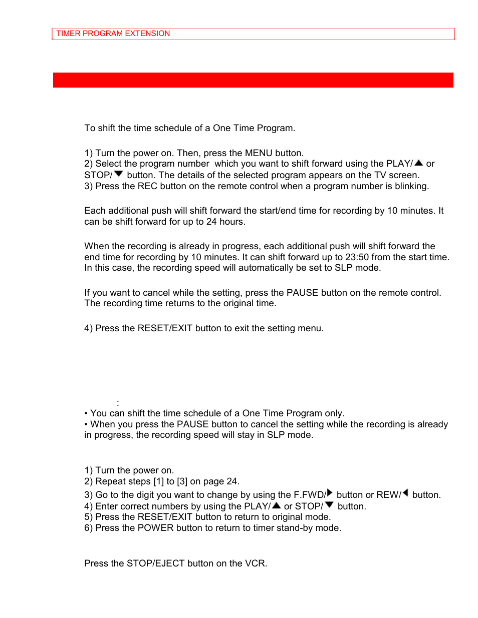 Timer program extension, To correct an automatic timer program, To stop a started automatic timer program | Hitachi VT-MX4410A User Manual | Page 60 / 72