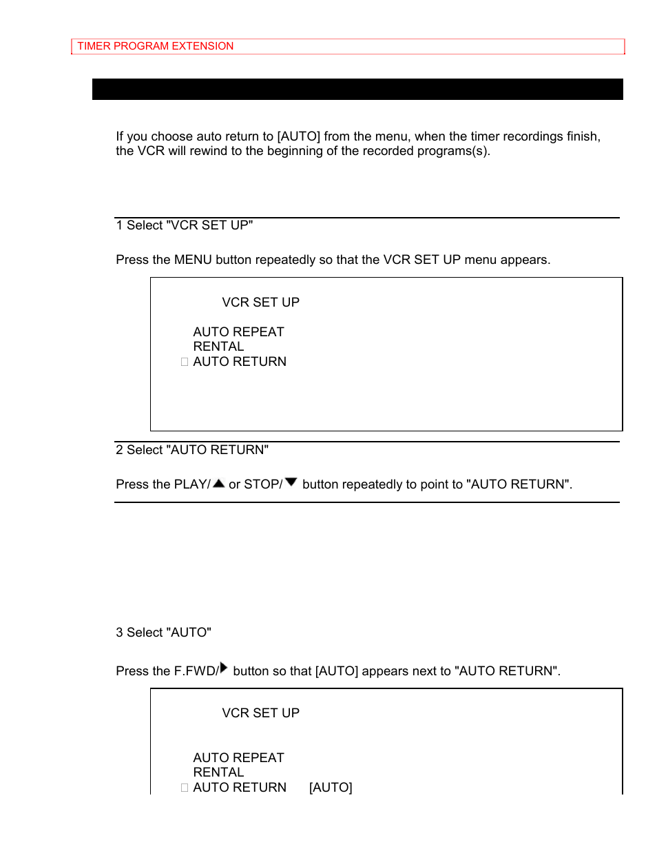 Auto return | Hitachi VT-MX4410A User Manual | Page 62 / 72