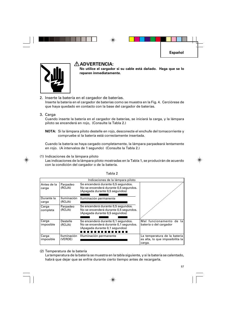 Advertencia | Hitachi VARIABLE SPEED DV 14DV User Manual | Page 57 / 68