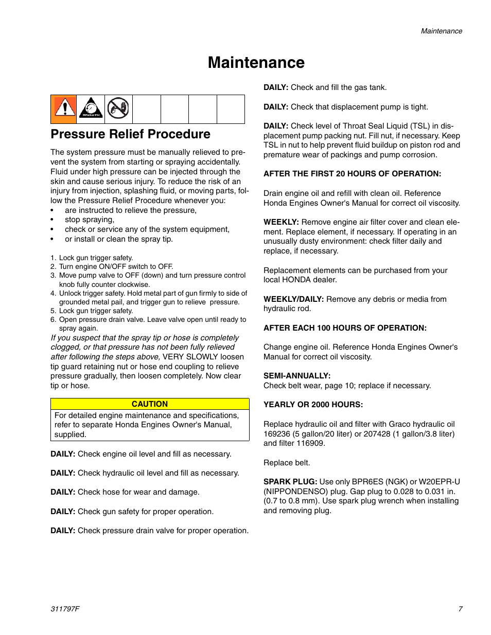 Maintenance, Pressure relief procedure | Hitachi GH 300 User Manual | Page 7 / 34