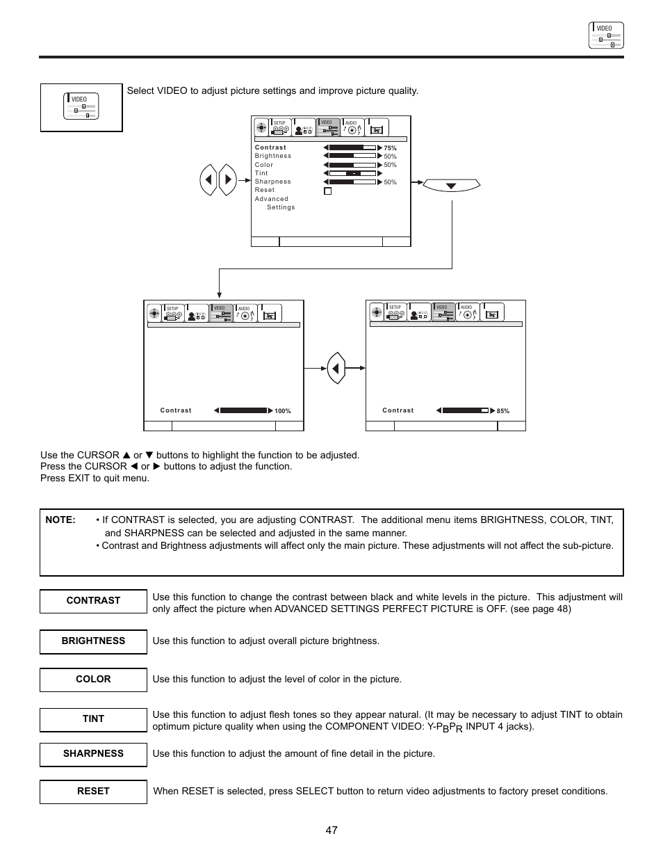 Video | Hitachi DX Series 50DX10B User Manual | Page 47 / 60