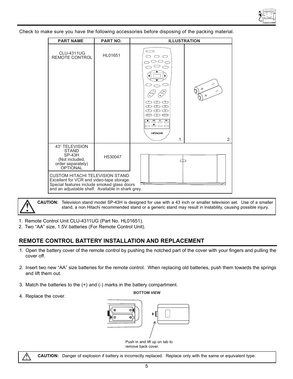 Accessories | Hitachi DX Series 50DX10B User Manual | Page 5 / 60