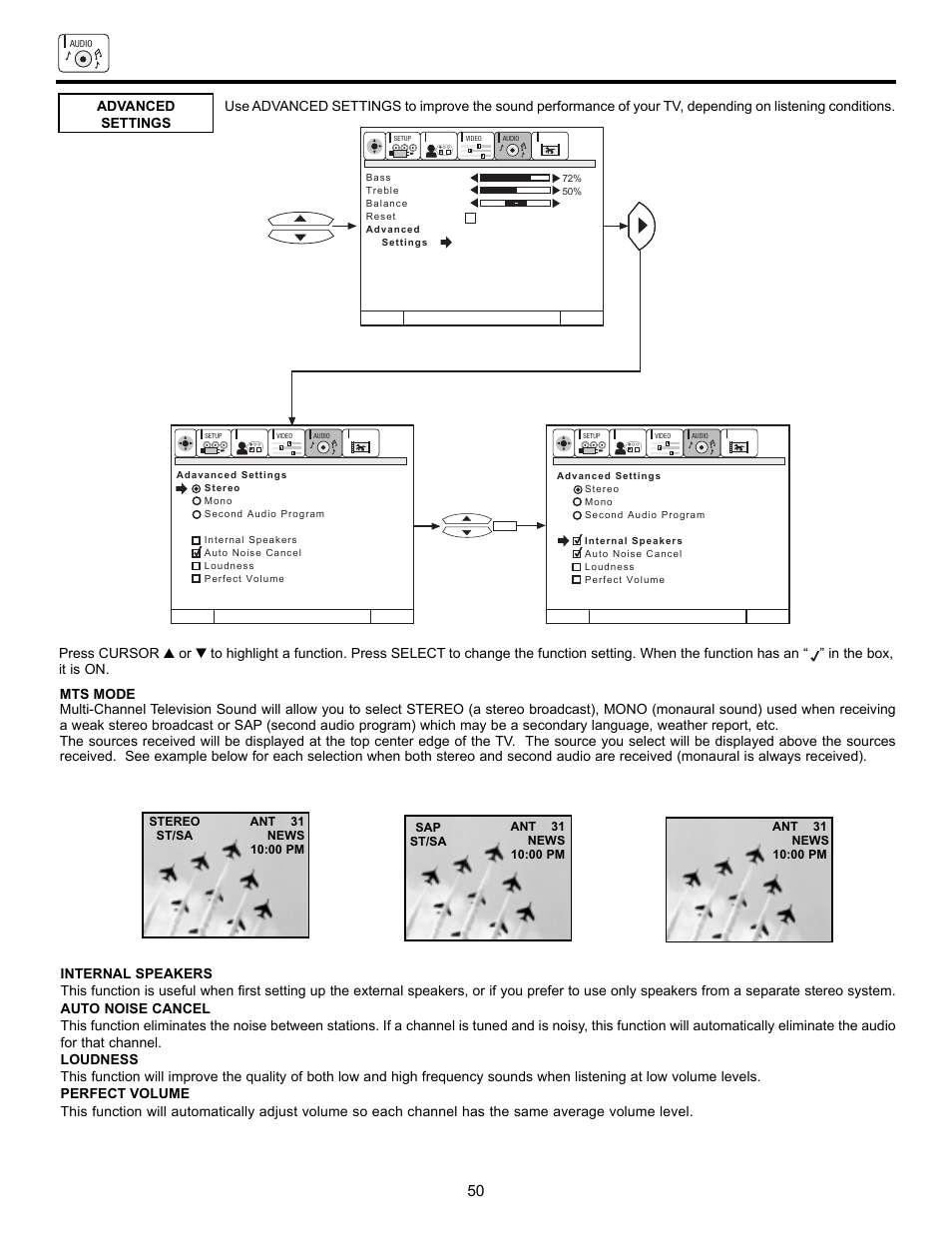 Audio | Hitachi DX Series 50DX10B User Manual | Page 50 / 60