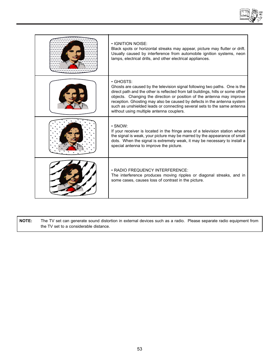 Reception problems | Hitachi DX Series 50DX10B User Manual | Page 53 / 60