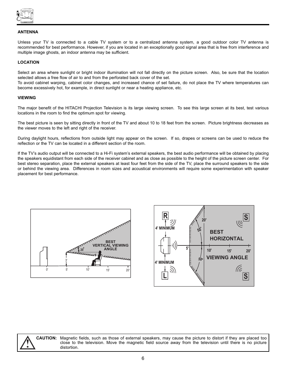 How to set up your new hitachi projection tv, Sl r | Hitachi DX Series 50DX10B User Manual | Page 6 / 60