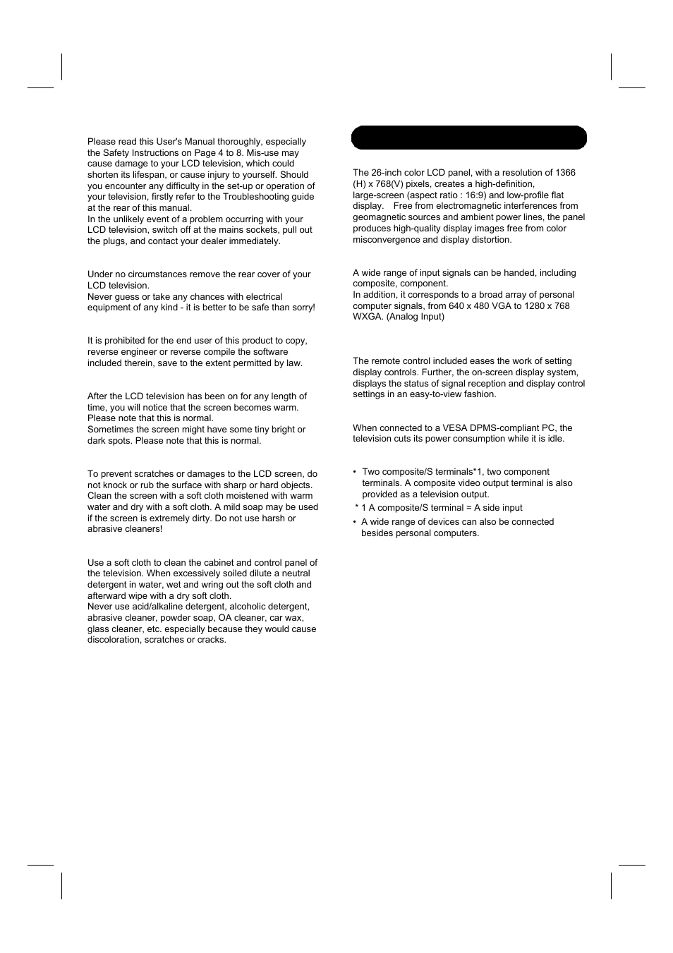 Features | Hitachi 26LD8000TA User Manual | Page 2 / 40