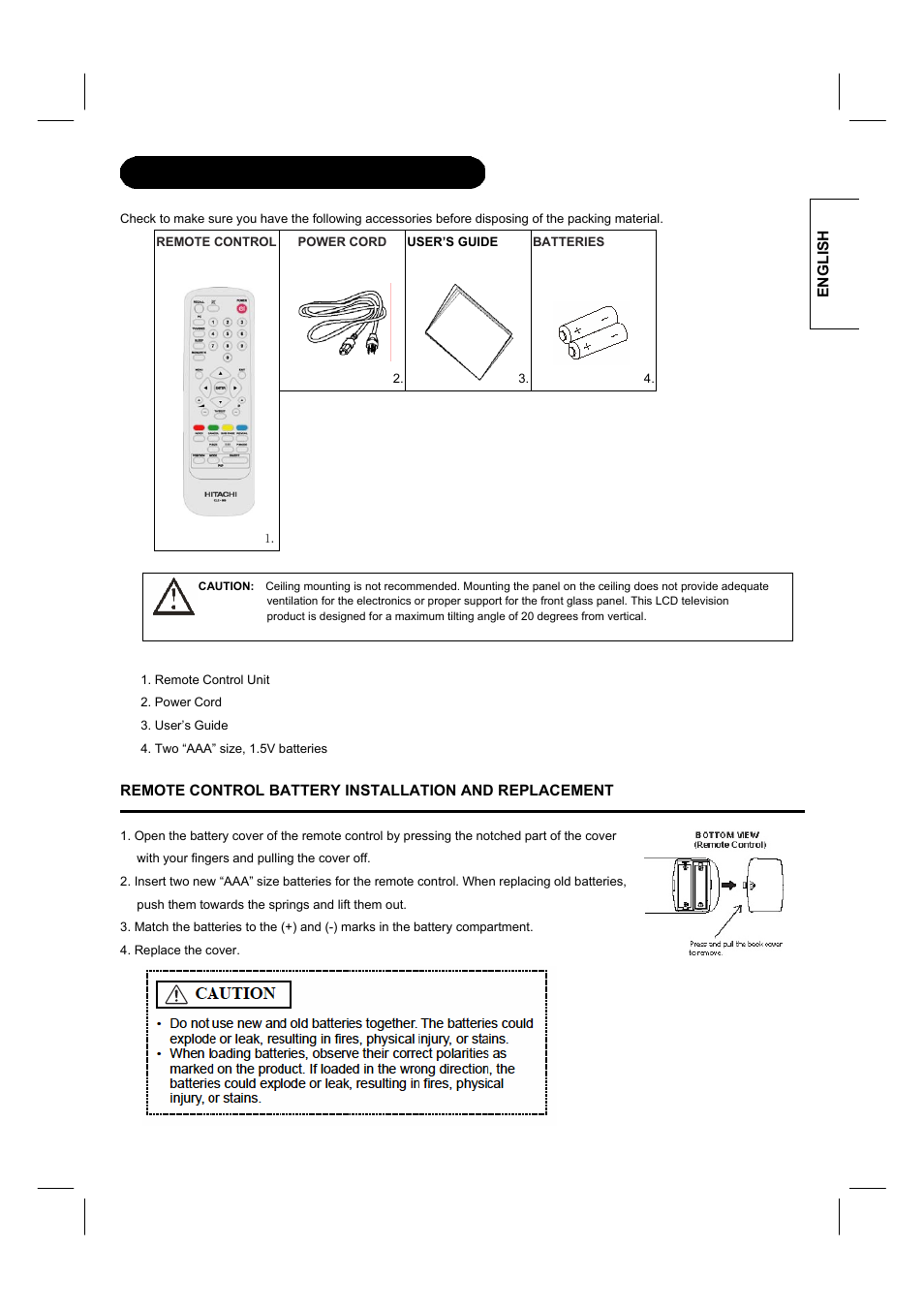 Accessories | Hitachi 26LD8000TA User Manual | Page 9 / 40
