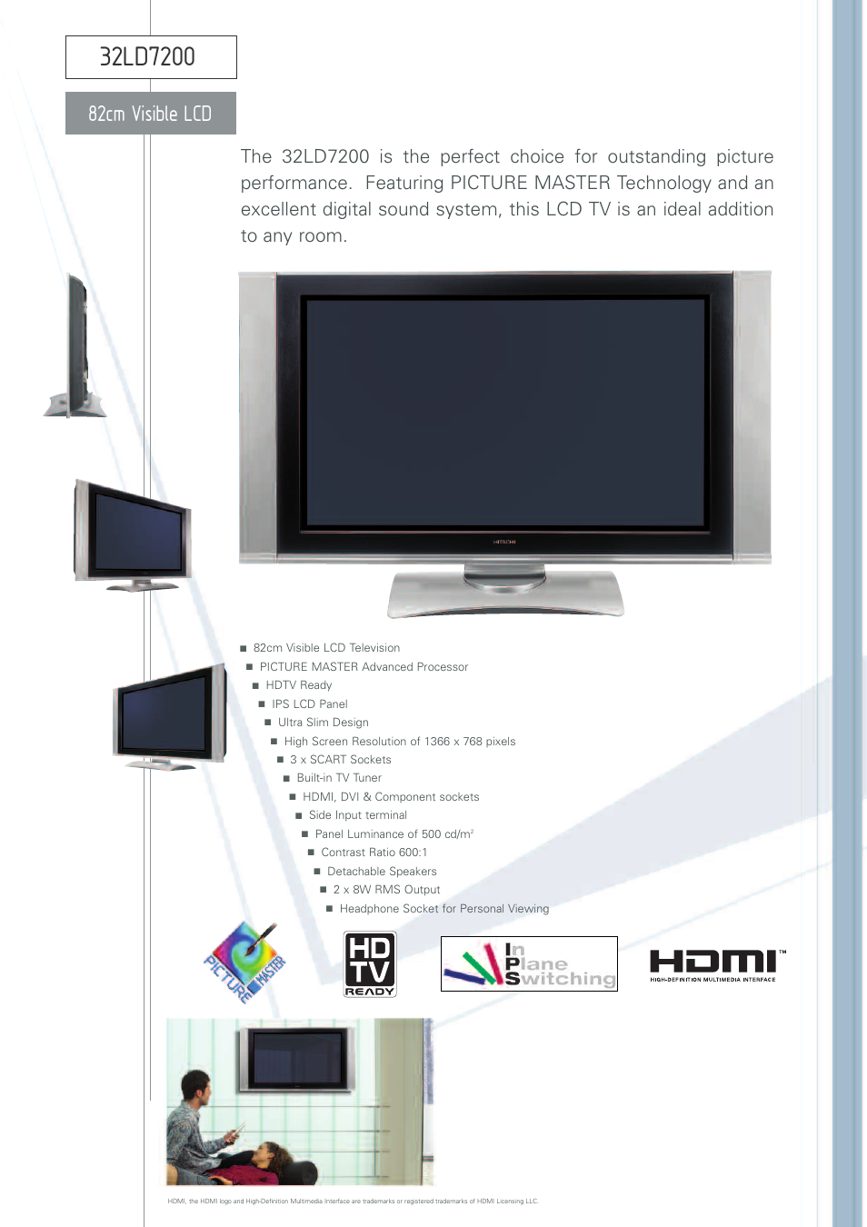 82cm visible lcd | Hitachi 32LD7200 User Manual | Page 2 / 4