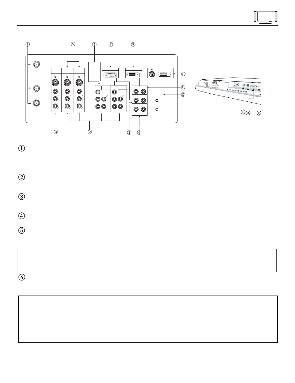 Rear panel jacks, Component: y-p, Inputs inputs 1 and 2 provide y-p | Hitachi 32HDT20 User Manual | Page 10 / 83