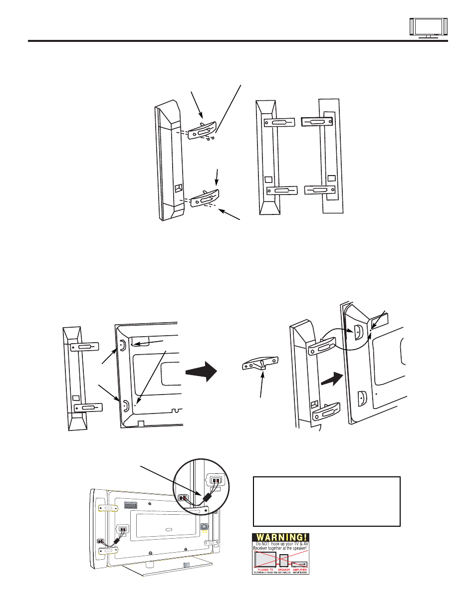 How to setup your new hitachi plasma television, Speaker installation (model 42hdt20 only) | Hitachi 32HDT20 User Manual | Page 5 / 83