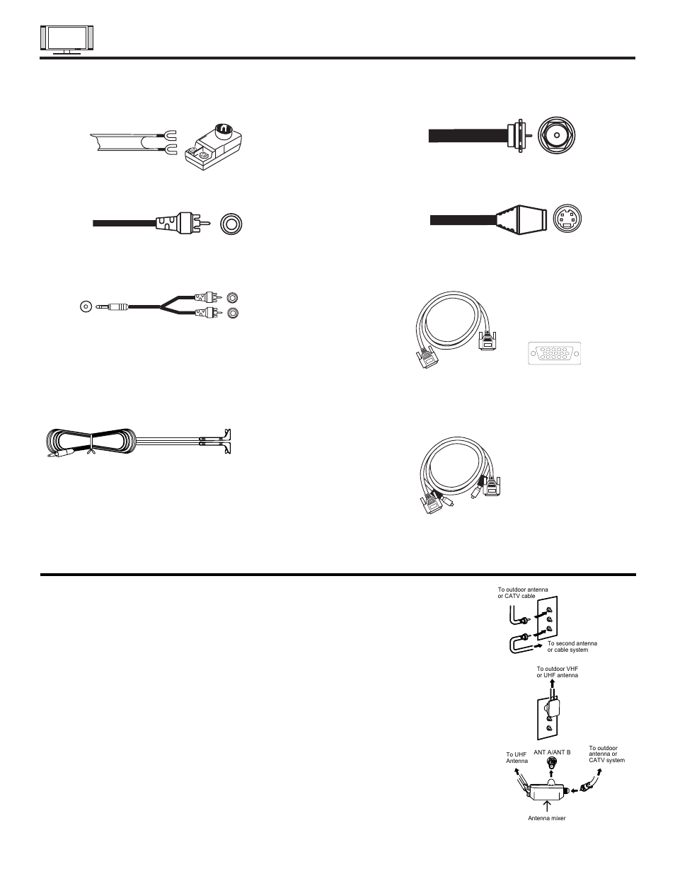 Hookup cables | Hitachi 32HDT20 User Manual | Page 8 / 83