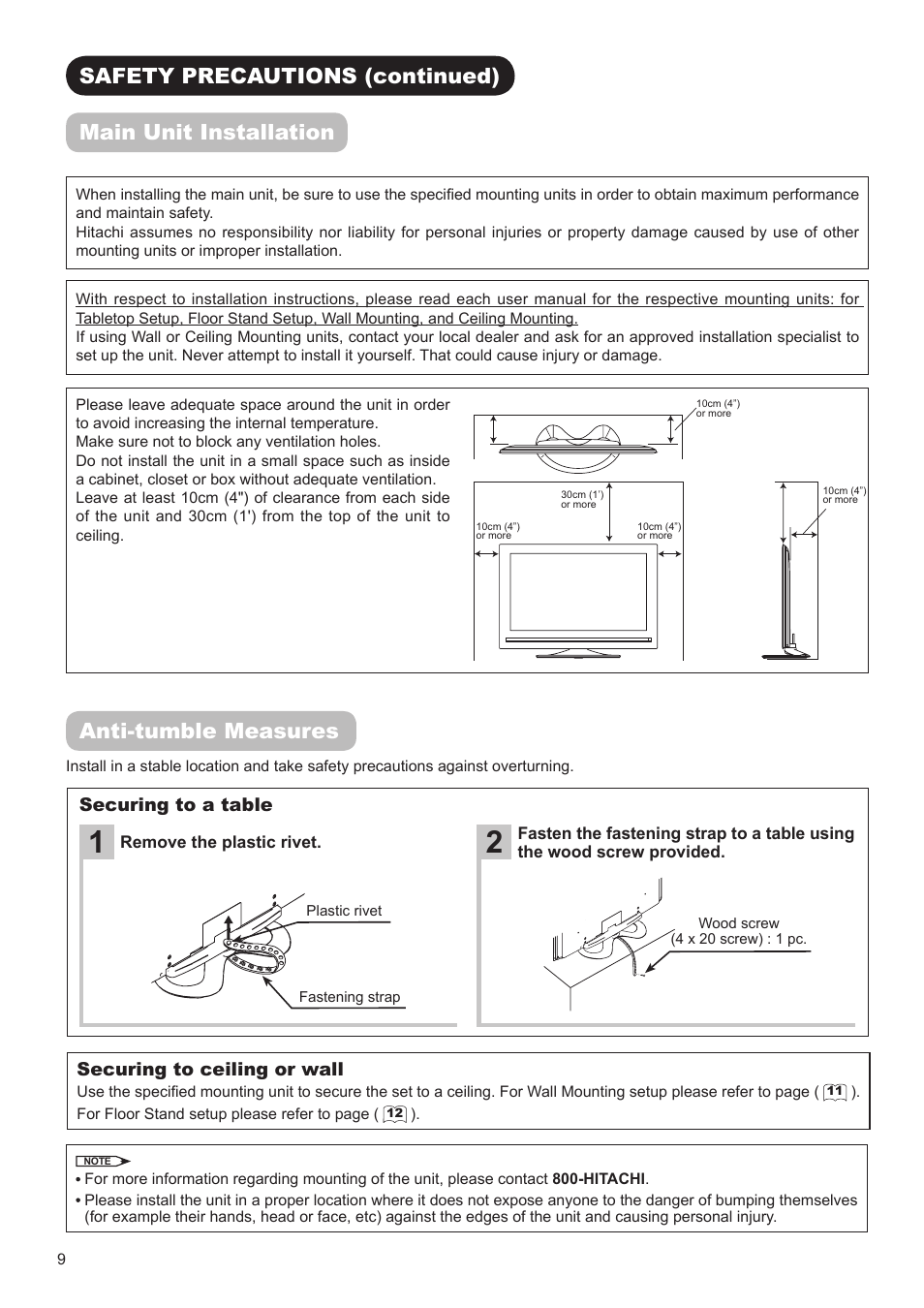 Hitachi UT42V702 User Manual | Page 10 / 56