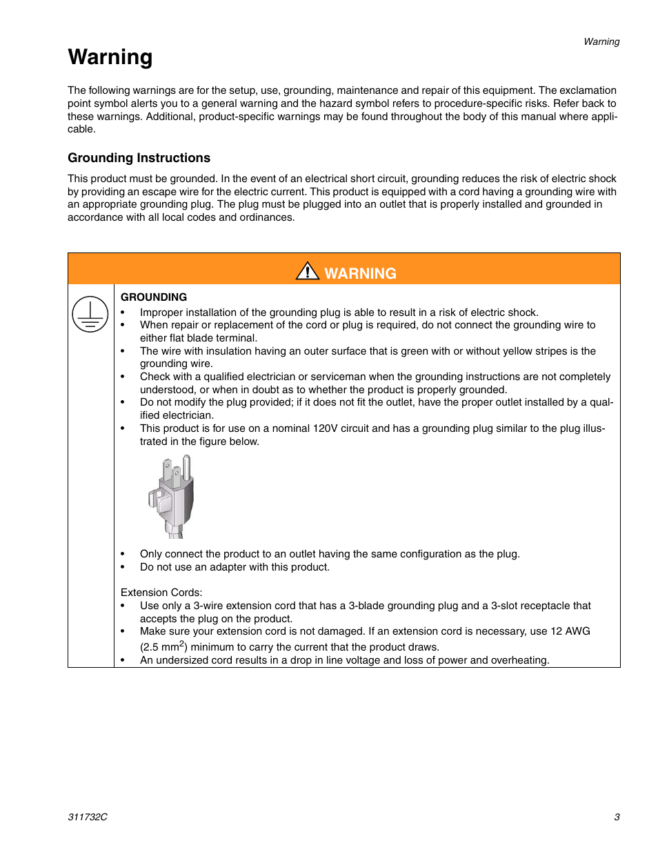 Warning | Hitachi 390 User Manual | Page 3 / 40