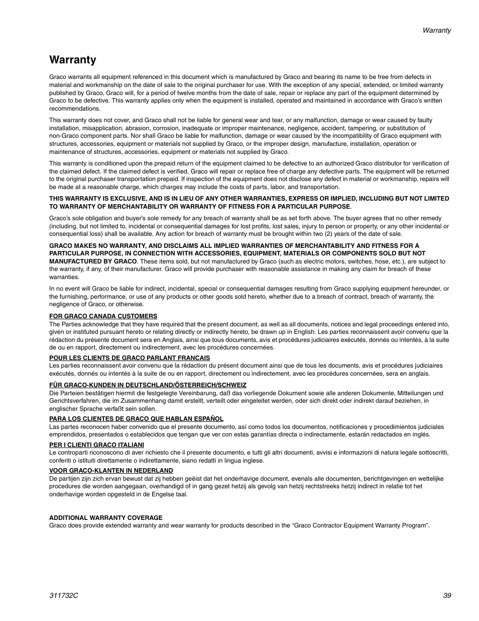 Warranty | Hitachi 390 User Manual | Page 39 / 40