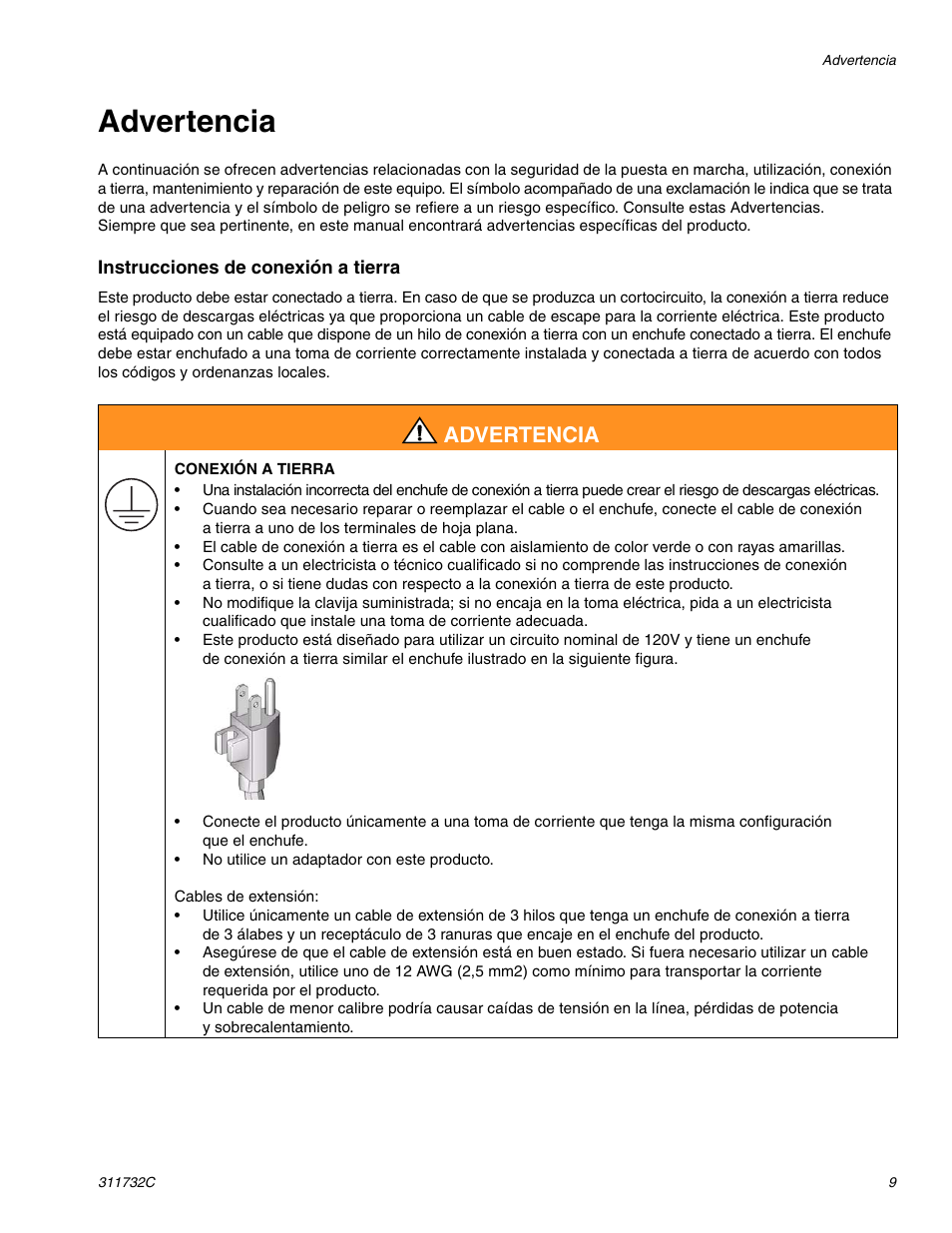 Advertencia | Hitachi 390 User Manual | Page 9 / 40