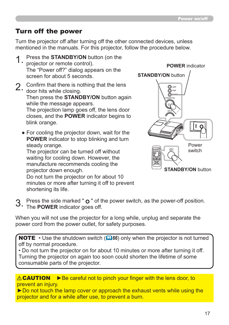 Turn off the power | Hitachi CP-A52 User Manual | Page 17 / 71