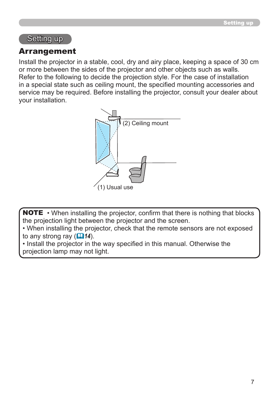 Setting up arrangement | Hitachi CP-A52 User Manual | Page 7 / 71