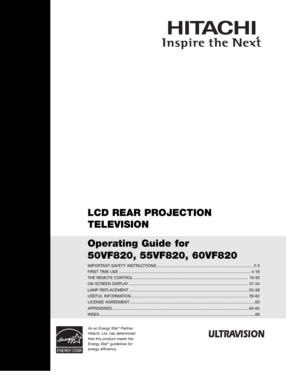Hitachi 50VF820 User Manual | 72 pages