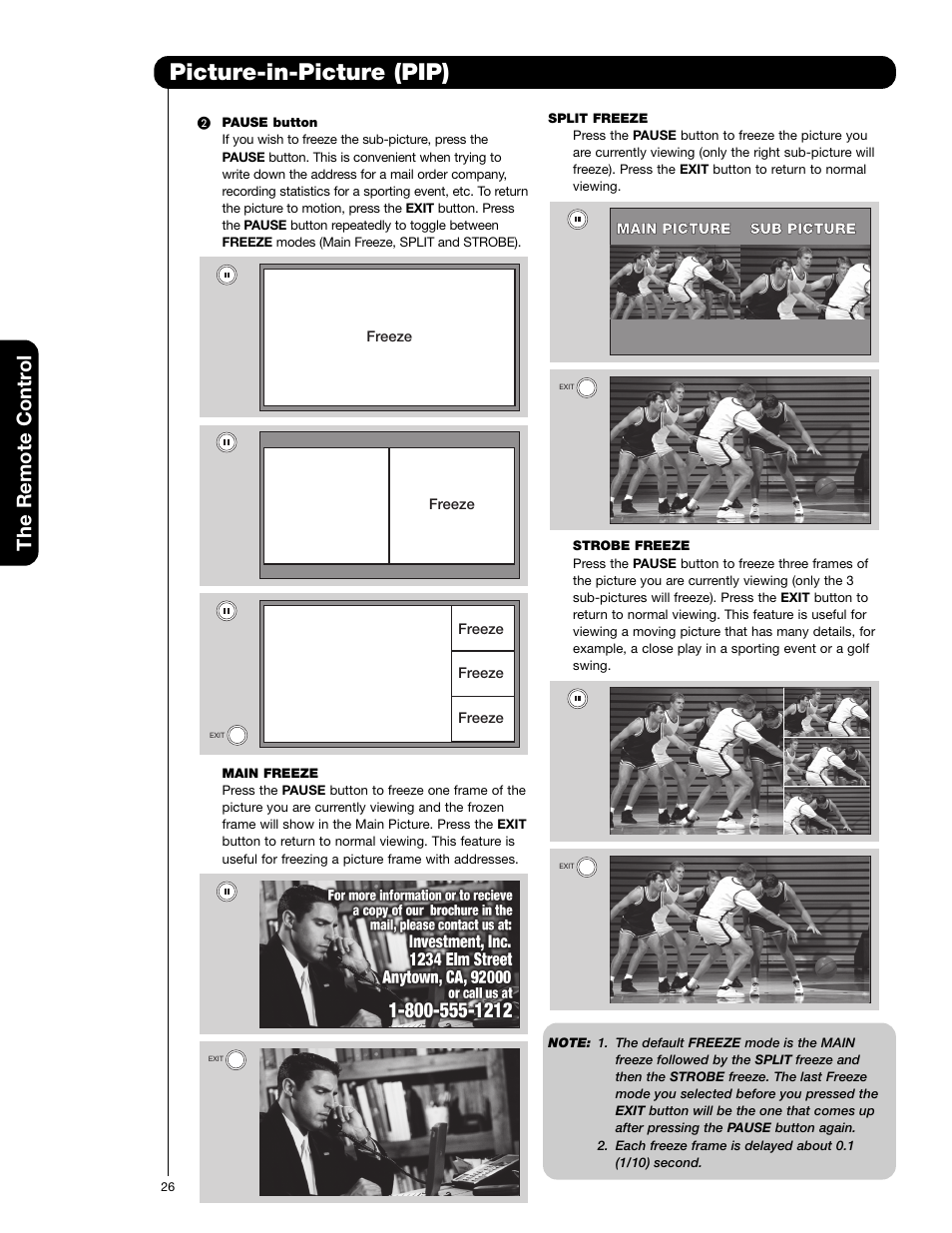 Picture-in-picture (pip), The remote contr o l | Hitachi 50VF820 User Manual | Page 26 / 72