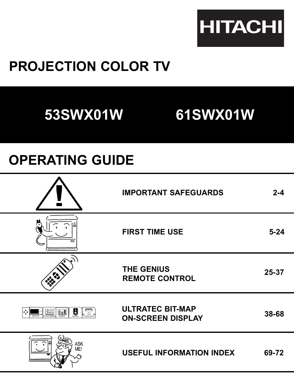 Hitachi 53SWX01W  EN User Manual | 76 pages