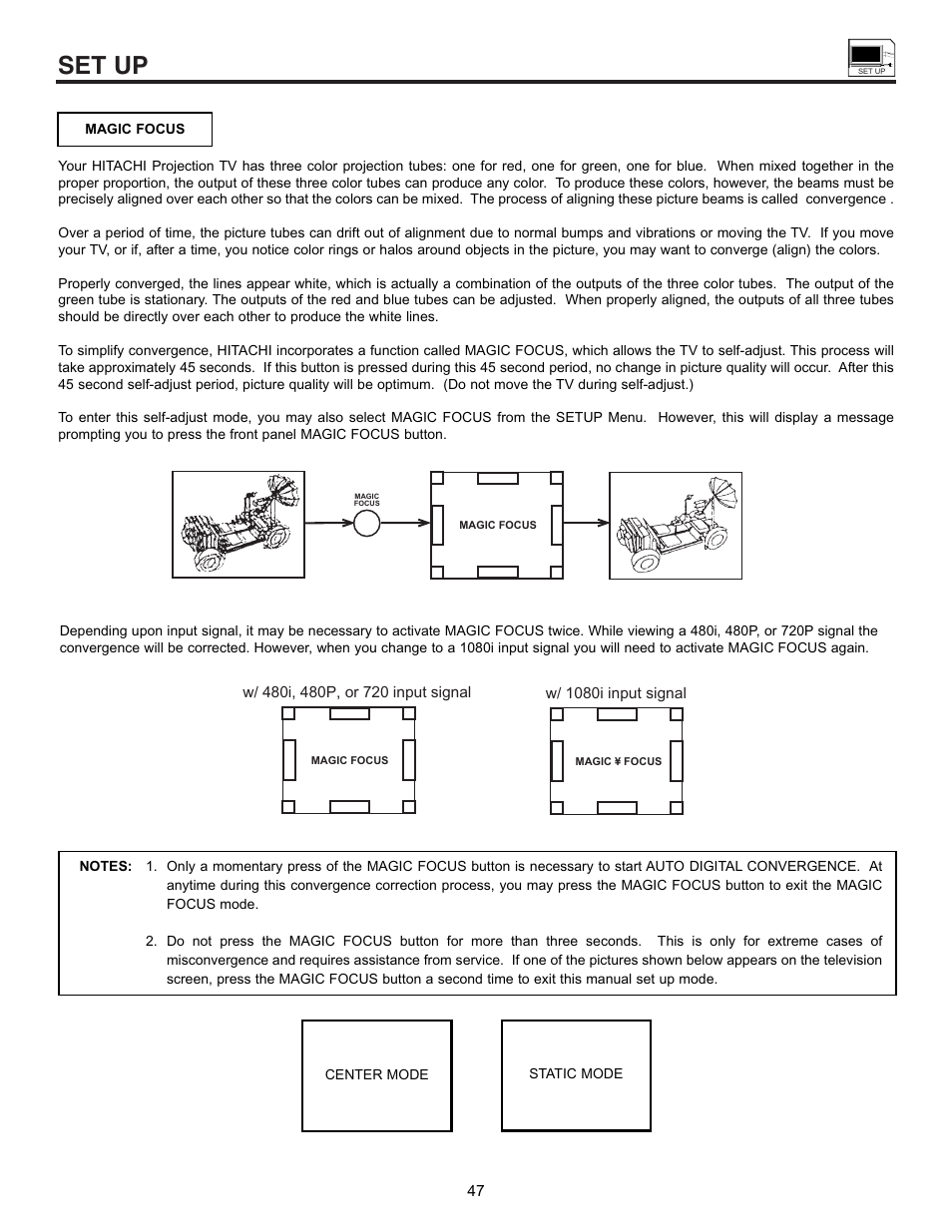 Set up | Hitachi 53SWX01W  EN User Manual | Page 47 / 76