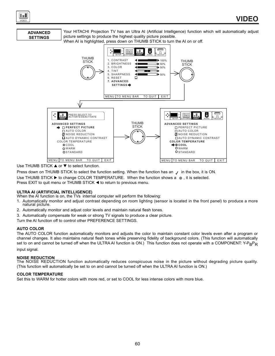 Video | Hitachi 53SWX01W  EN User Manual | Page 60 / 76