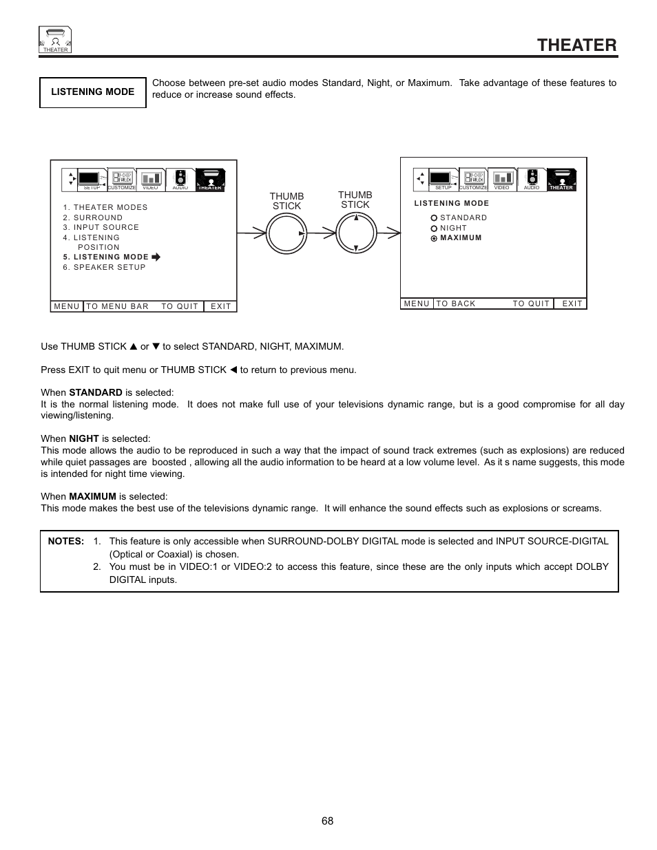 Theater | Hitachi 53SWX01W  EN User Manual | Page 68 / 76