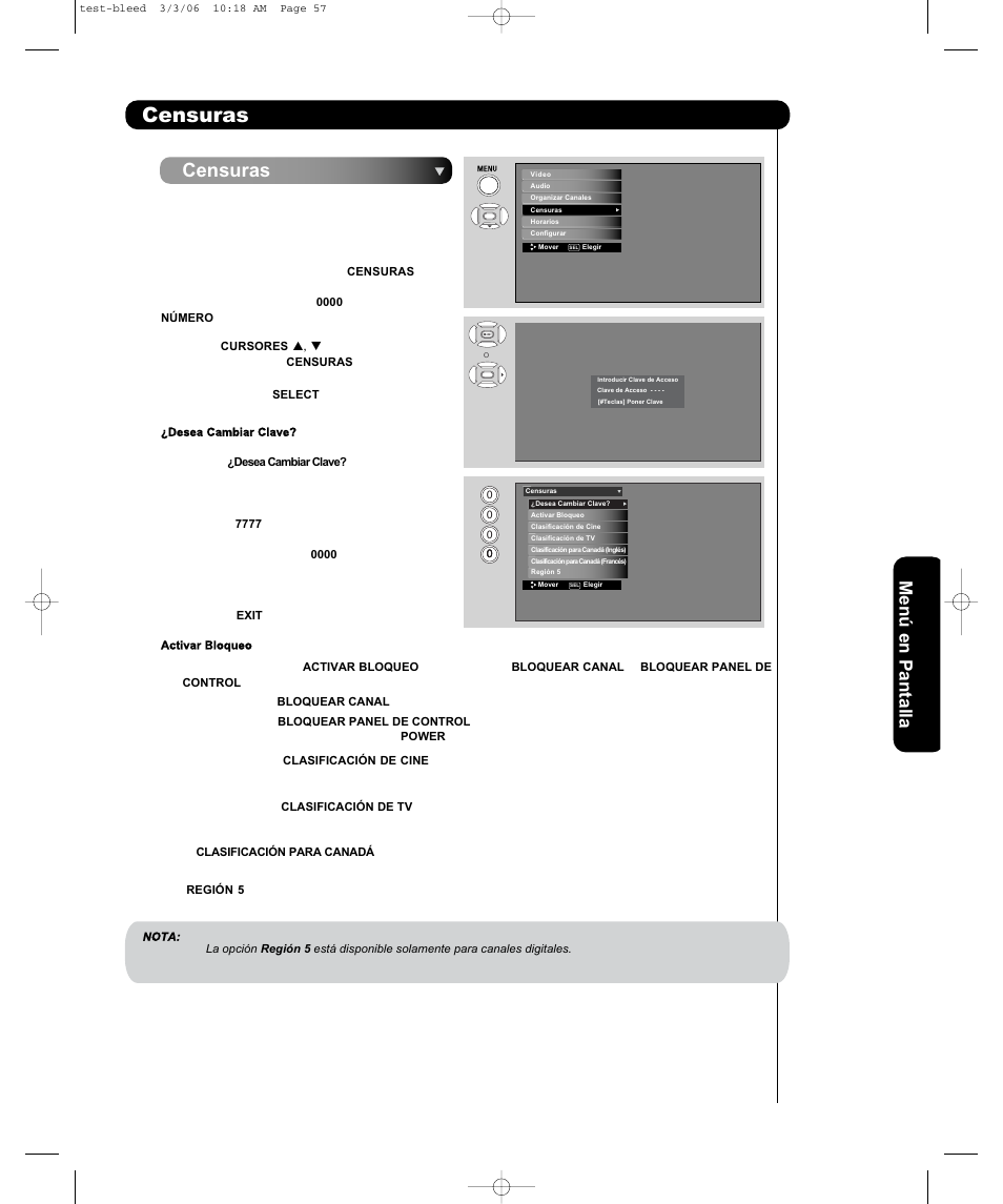 Censuras | Hitachi P50H401 User Manual | Page 105 / 144