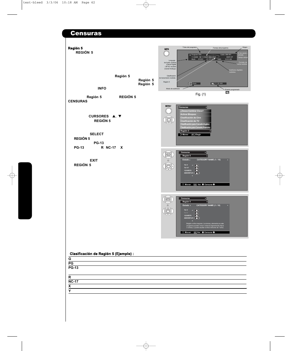 Censuras | Hitachi P50H401 User Manual | Page 110 / 144