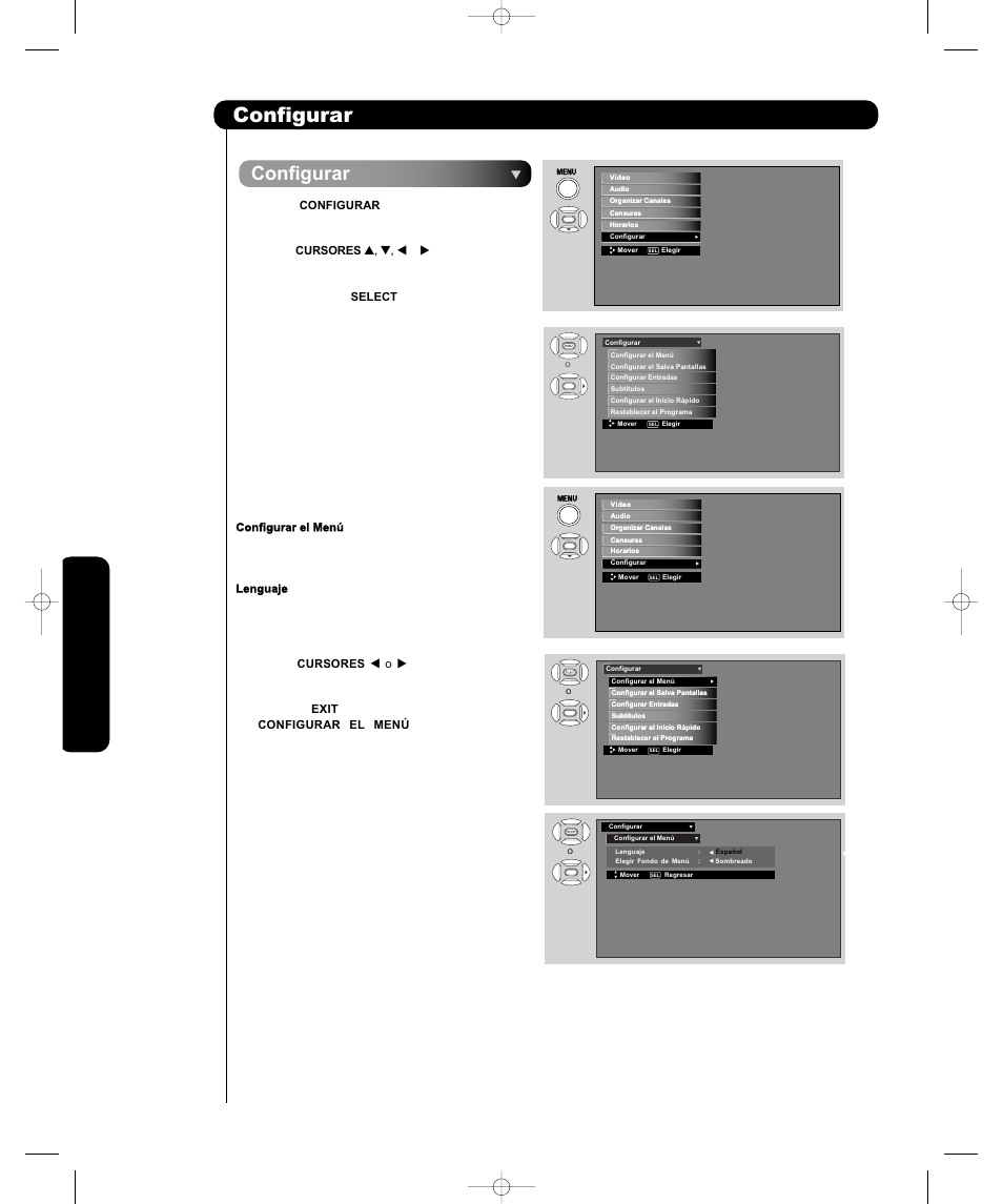 Configurar | Hitachi P50H401 User Manual | Page 114 / 144
