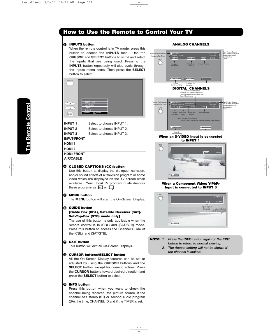 How to use the remote to control your tv, The remote contr o l | Hitachi P50H401 User Manual | Page 26 / 144