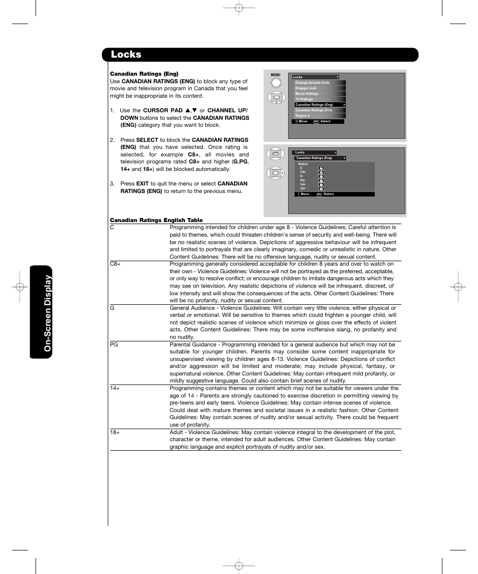 Locks | Hitachi P50H401 User Manual | Page 44 / 144