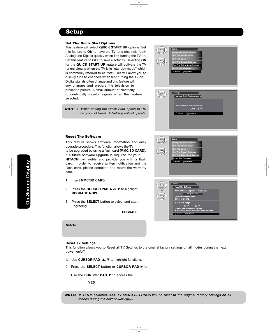 Setup | Hitachi P50H401 User Manual | Page 54 / 144