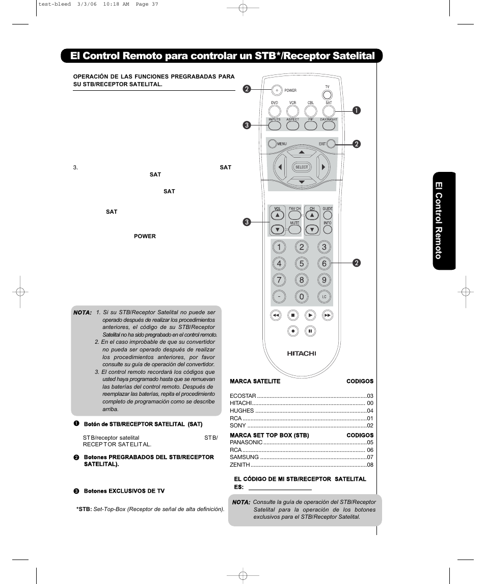 El cont ro l remoto | Hitachi P50H401 User Manual | Page 93 / 144