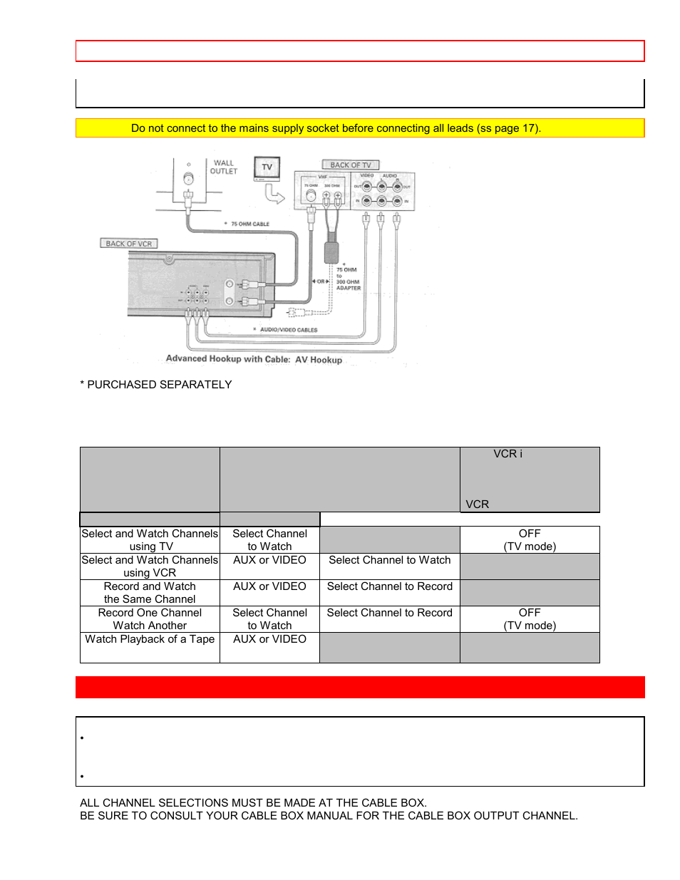 Basic cable hookup -with cable box [e, With this hookup | Hitachi VT-FX6407AS User Manual | Page 16 / 77