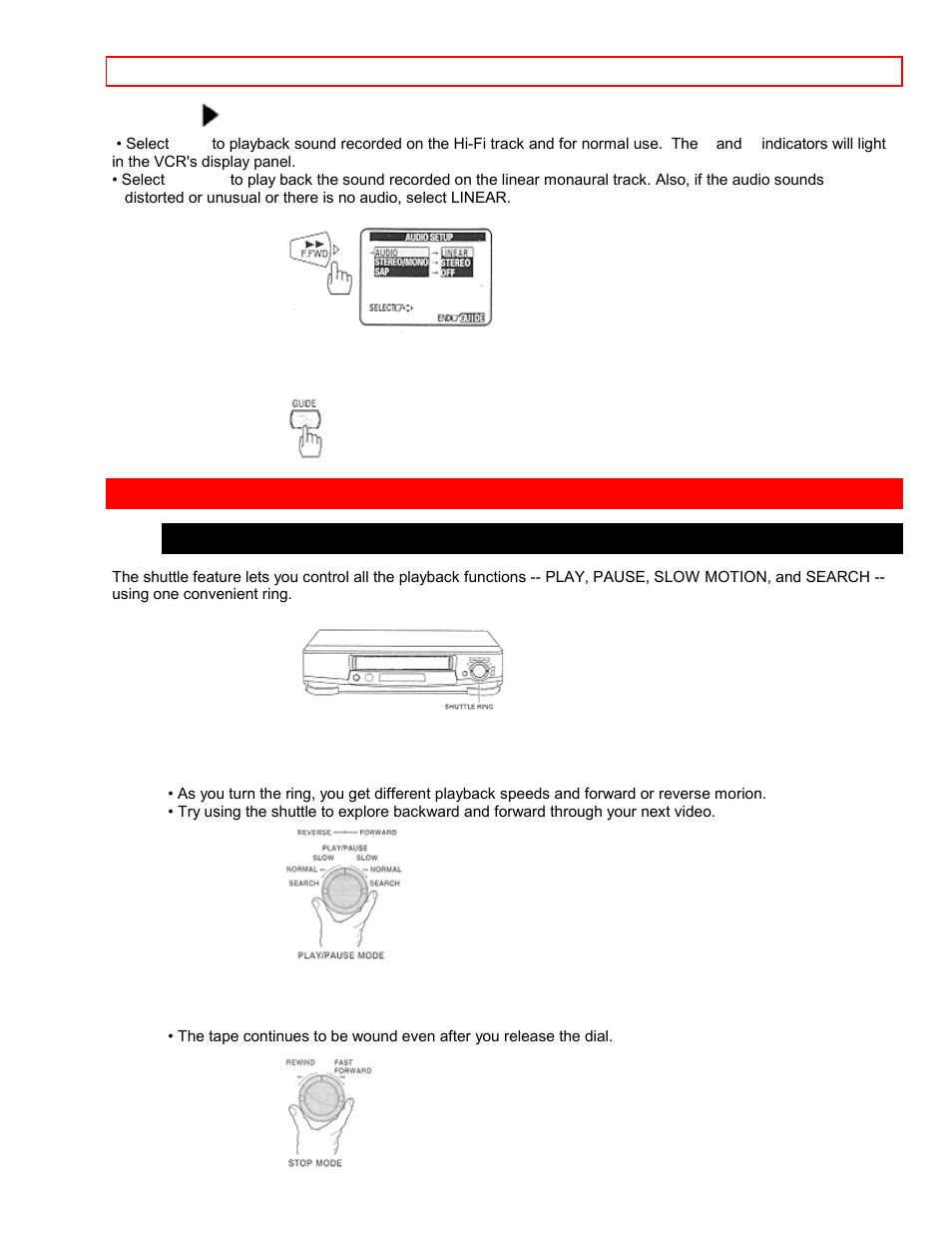 Shuttle control, Using the shuttle ring | Hitachi VT-FX6407AS User Manual | Page 36 / 77