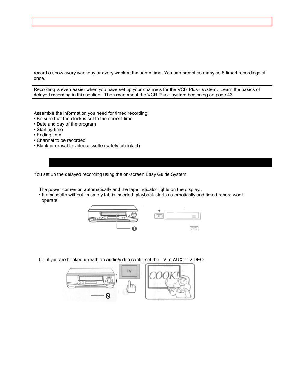 Delayed recording steps, Before you begin | Hitachi VT-FX6407AS User Manual | Page 52 / 77
