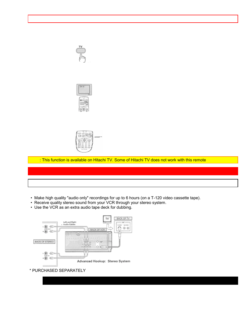 Integrating your stereo system with your vcr, Hookup to record from stereo | Hitachi VT-FX6407AS User Manual | Page 69 / 77