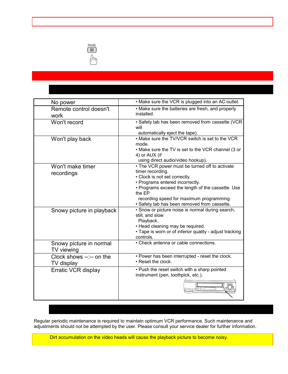 Problem guide / maintenance, Problem guide maintenance | Hitachi VT-FX6407AS User Manual | Page 74 / 77