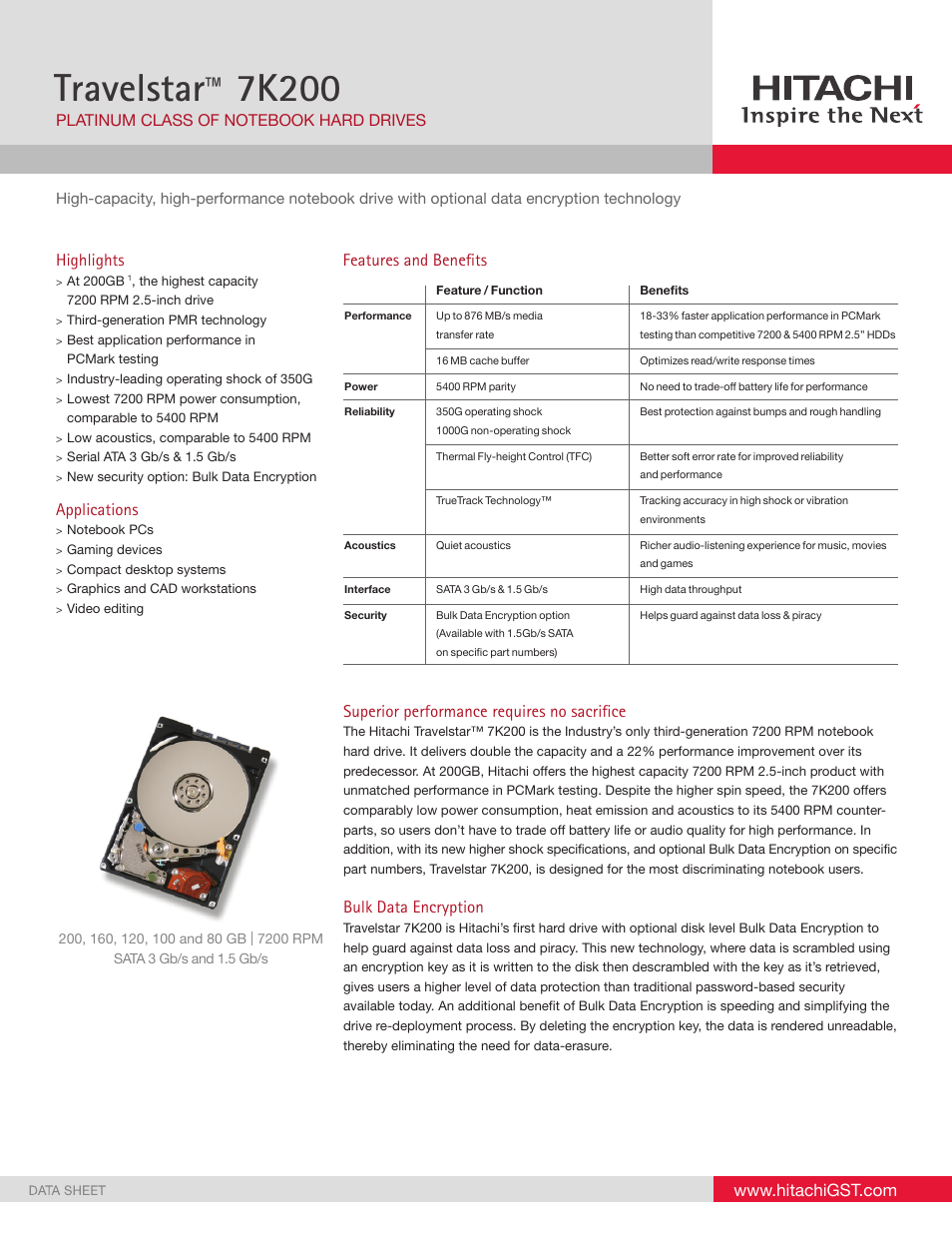 Hitachi 7K200 User Manual | 2 pages