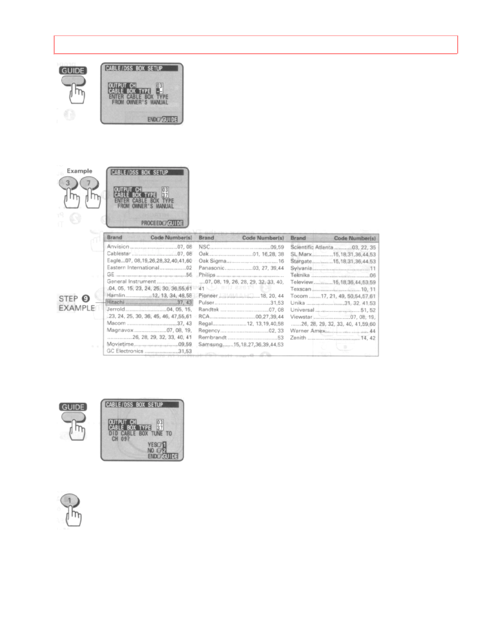 Cable box setup | Hitachi VT-UX615A User Manual | Page 38 / 83