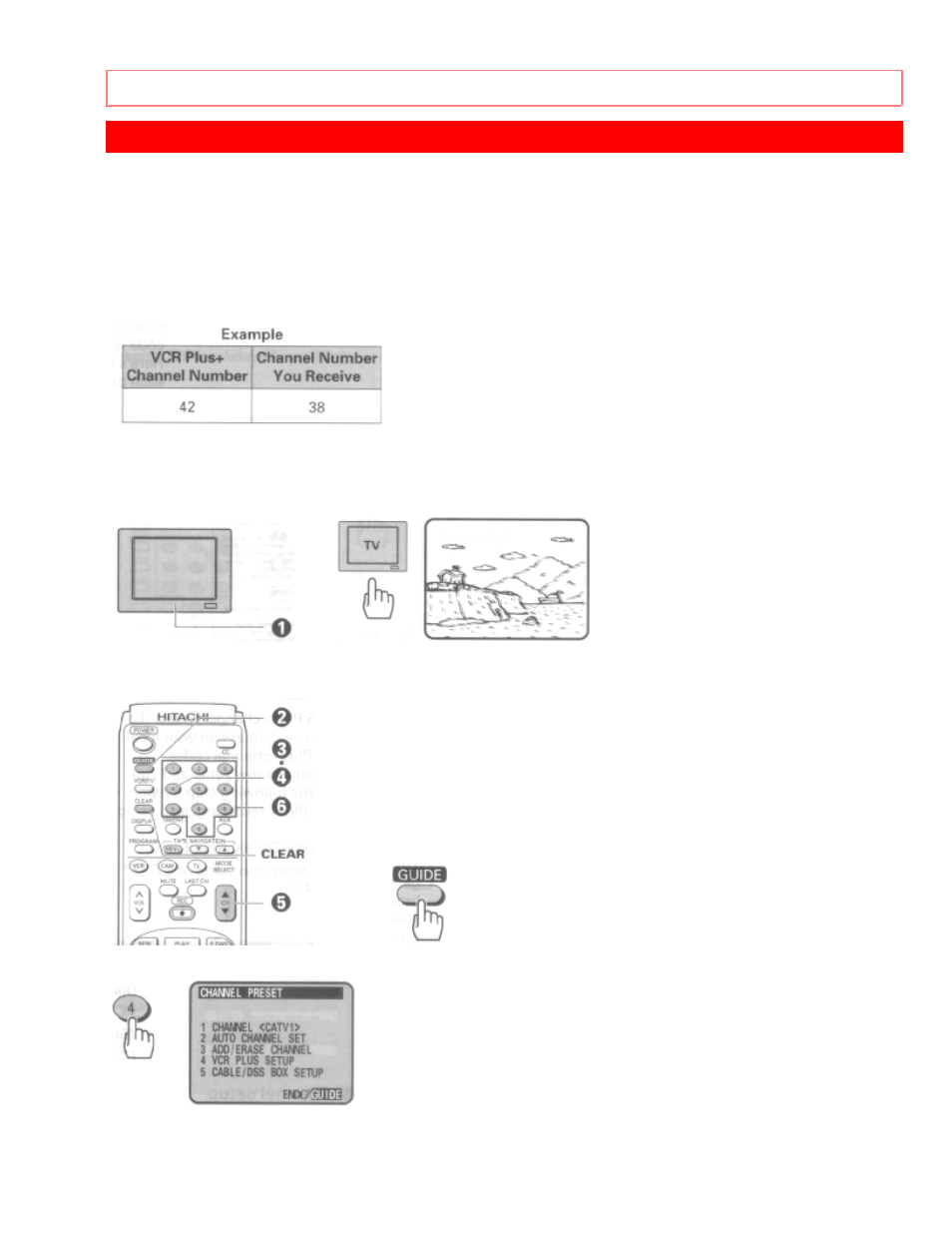 Easy delayed recording with the vcr plus+ system, Vcr plus+ setup - channel setup | Hitachi VT-UX615A User Manual | Page 68 / 83