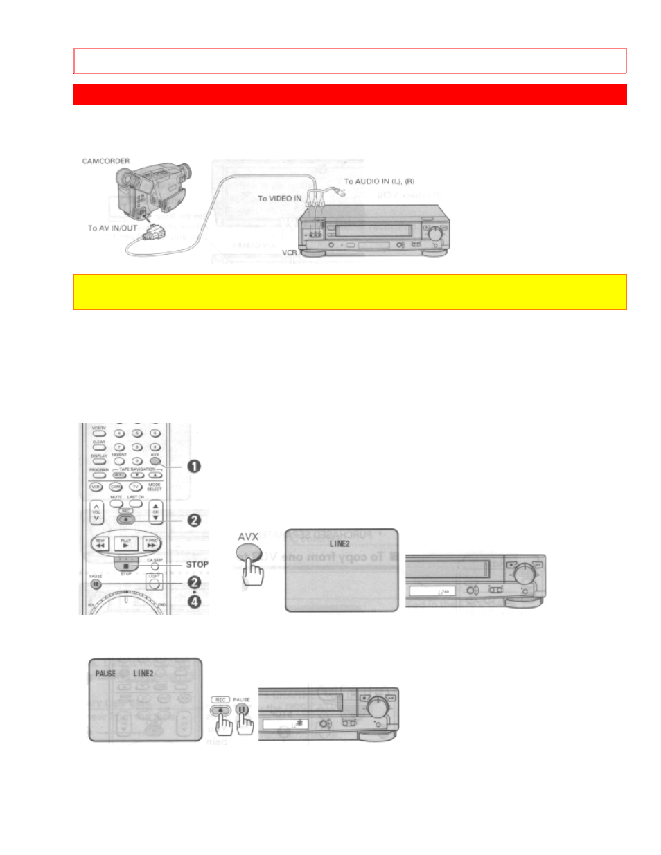 Copying tapes from a camcorder, Hookup to copy from a camcorder | Hitachi VT-UX615A User Manual | Page 77 / 83