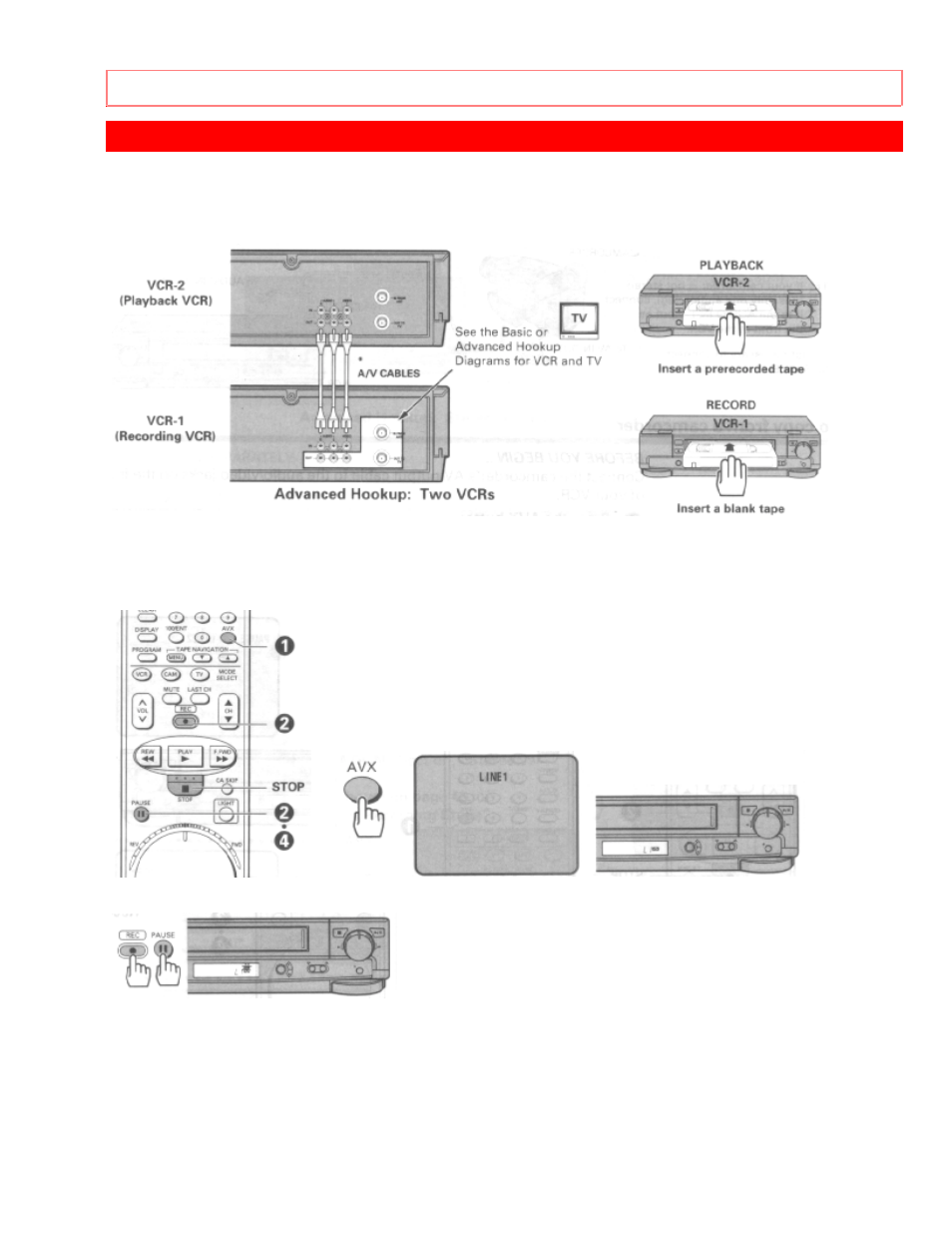 Copying from one vcr to another vcr (dubbing), Hookup to copy from one vcr to another vcr | Hitachi VT-UX615A User Manual | Page 79 / 83