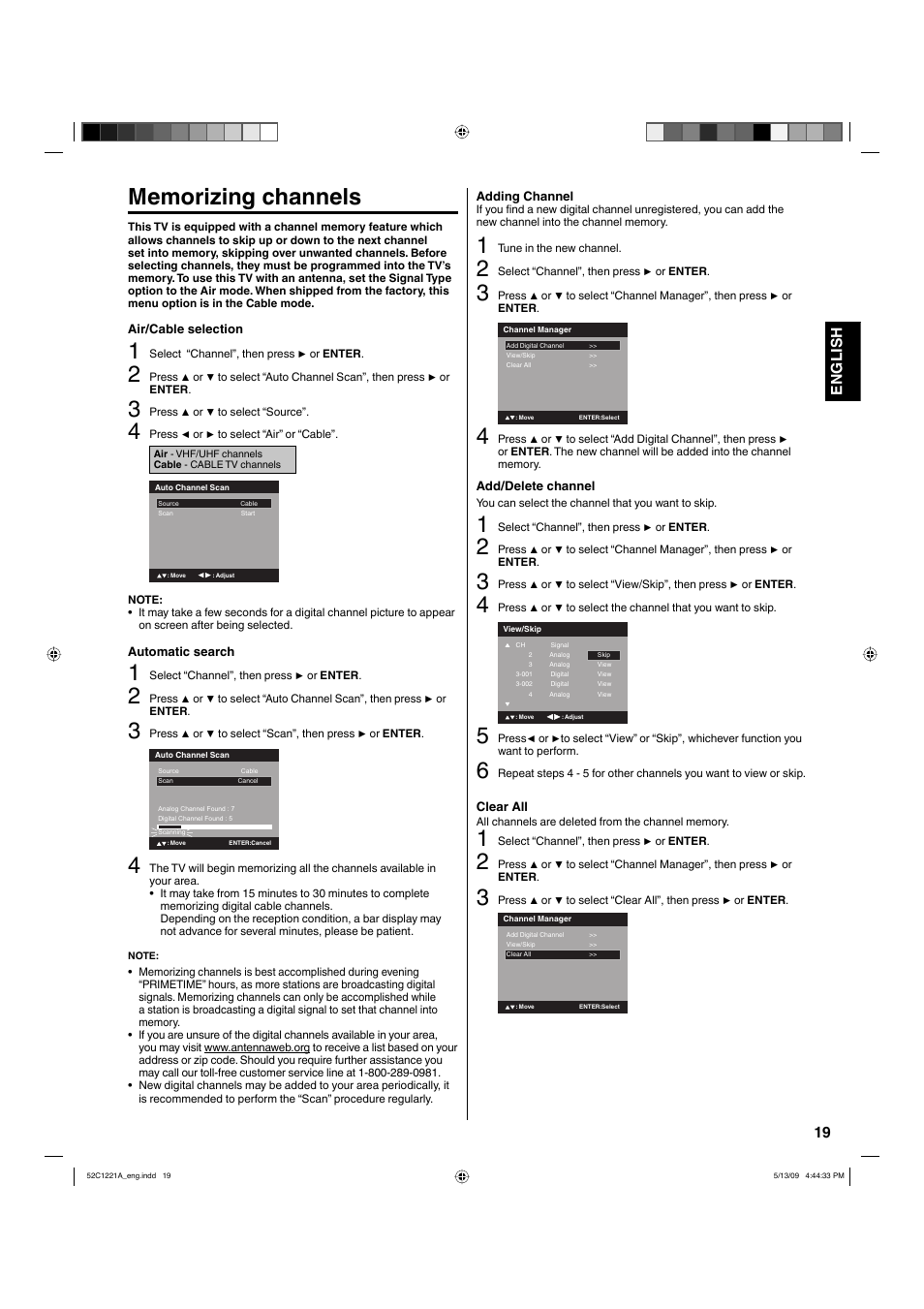 19 english | Hitachi L19D103 User Manual | Page 19 / 40